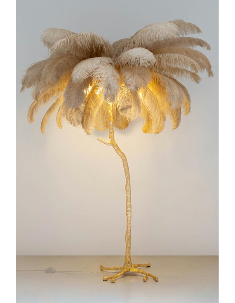 King Home Lampa podłogowa TIFFANY 175 beżowa mosiądz / naturalne pióra (MSE1501100418) King Home Lampa podłogowa TIFFANY 175 beżowa mosiądz / naturalne pióra (MSE1501100418)