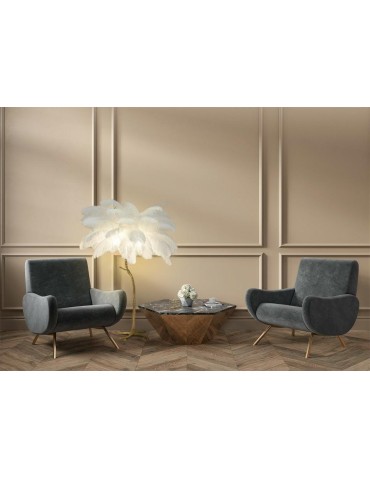 King Home Lampa podłogowa TIFFANY 175 biała  mosiądz / naturalne pióra (MSE1501100417) - product 2