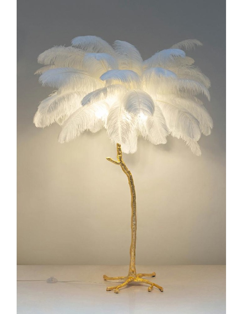 King Home Lampa podłogowa TIFFANY 175 biała mosiądz / naturalne pióra (MSE1501100417) King Home Lampa podłogowa TIFFANY 175 biała mosiądz / naturalne pióra (MSE1501100417)