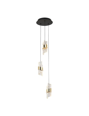 Italux Tonga Wisząca 3xLED 23W 1700 lm 3000K (Ciepła biel) Czarny, złoty PND-26374-3-23W-3K-BK-GD