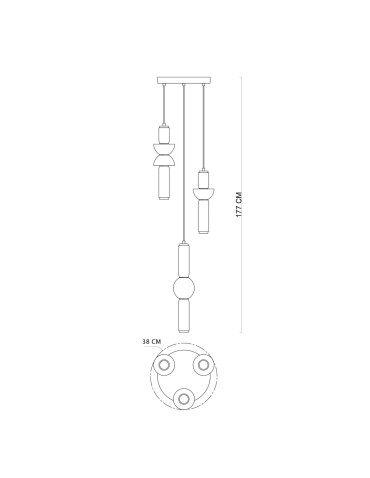 Italux Bruni Wisząca 3xLED 57W 6638 lm 3000K (Ciepła biel) Czarny mat PND-27372-3A-57W-BK - produkt 2