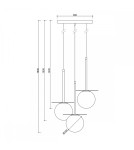 Lampy wiszące - UMMO BORRA B 3P czarna potrójna sufitowa lampa wisząca BRB322P3 - product 3