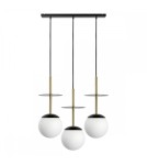 Lampy wiszące - UMMO PLAAT A 3L czarna potrójna lampa sufitowa z mosiądzem PLL332P0 - product 1