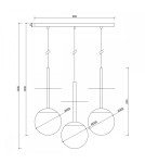 Lampy wiszące - UMMO PLAAT A 3L czarna potrójna lampa sufitowa z mosiądzem PLL332P0 - product 3