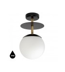 Lampy sufitowe łazienkowe - UMMO PLAAT B czarna lampa przysufitowa / plafon z mosiądzem z podwyższoną szczelnością IP44 PLB123S3 - product 1