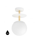 Lampy sufitowe łazienkowe - UMMO PLAAT B biała lampa przysufitowa / plafon z mosiądzem z podwyższoną szczelnością IP44 PLB113S3 - product 1