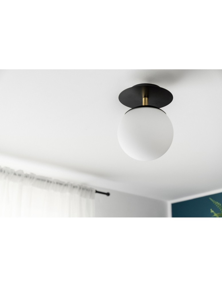 UMMO PLAAT C czarna lampa ścienna / kinkiet z mosiądzem z podwyższoną szczelnością IP44 PLC123S0