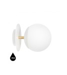 Kinkiety łazienkowe - UMMO PLAAT C biała lampa ścienna / kinkiet z mosiądzem z podwyższoną szczelnością IP44 PLC113S0 - product 1