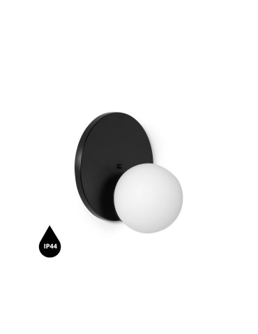 UMMO REFA B czarna lampa ścienna / kinkiet z podwyższoną szczelnością IP44 RFB120S0