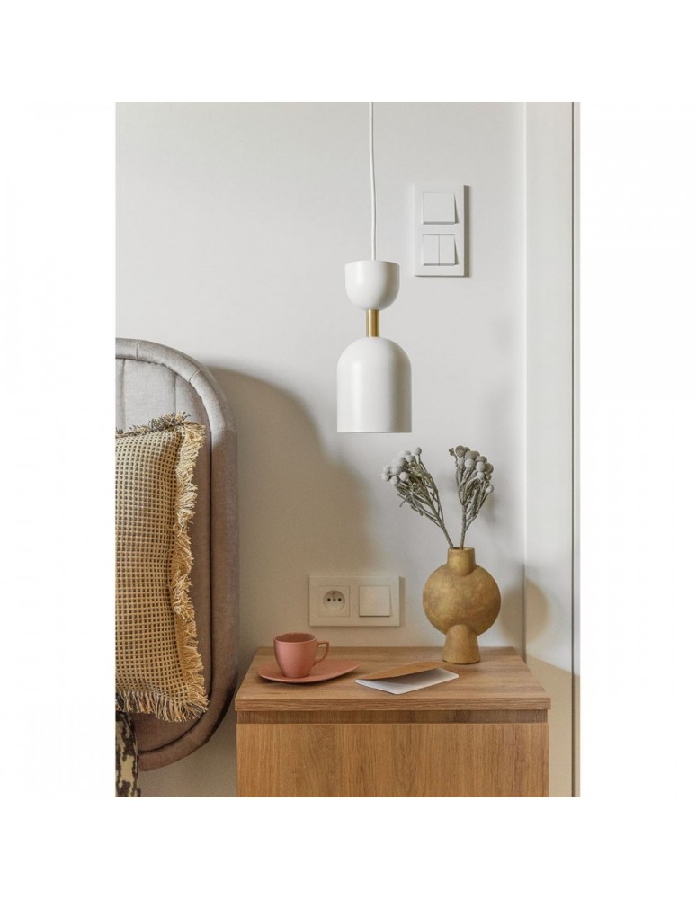 UMMO SUPURU biała sufitowa lampa wisząca z mosiężną rurką SUA131P0 UMMO SUPURU biała sufitowa lampa wisząca z mosiężną rurką SUA131P0