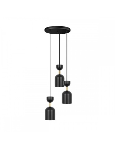 UMMO SUPURU 3P czarna lampa wisząca / plafon z mosiądzem SUP332P3