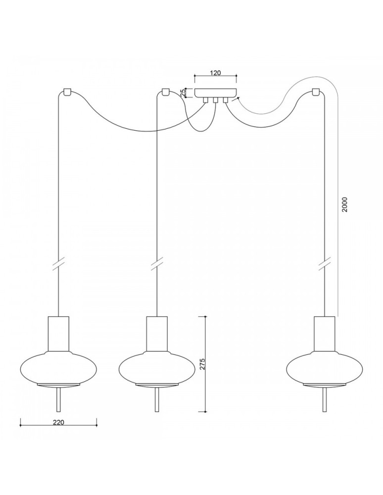 Lampy wiszące - UMMO TORNI A3 biała potrójna lampa sufitowa TOM311P2 - product kolory-swiatla.pl 3