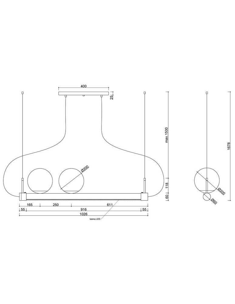 UMMO LIGNE biała lampa wisząca z taśmą LED LIG211P61