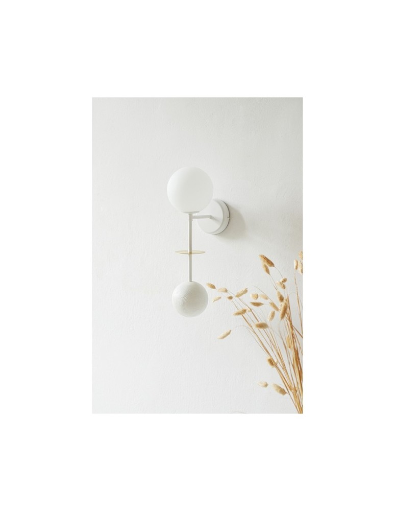 Kinkiety - UMMO OIO B biała lampa ścienna / kinkiet z mosiężnym elementem OIB11030 - product kolory-swiatla.pl 2