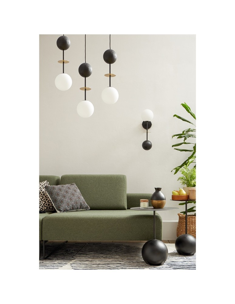 Lampy wiszące - UMMO OIO A3 czarna potrójna lampa sufitowa z mosiądzem OIA332P0 - product kolory-swiatla.pl 2