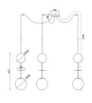 Lampy wiszące - UMMO OIO A3 czarna potrójna lampa sufitowa z mosiądzem OIA332P0 - product 3