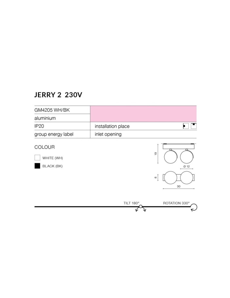 Azzardo JERRY 2 230V BLACK 2xES111 Reflektor Sufitowy Czarny AZ1370