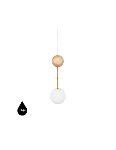 UMMO OIO A WOOD mosiężna sufitowa lampa wisząca z podwyższoną szczelnością IP44 OIAW131PS0