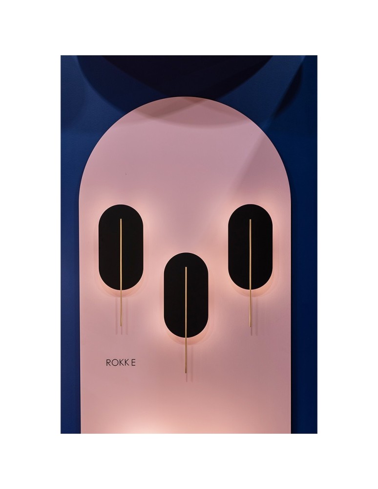 UMMO ROKKE czarna lampa ścienna / kinkiet z mosiężnym detalem RKK22030 UMMO ROKKE czarna lampa ścienna / kinkiet z mosiężnym detalem RKK22030