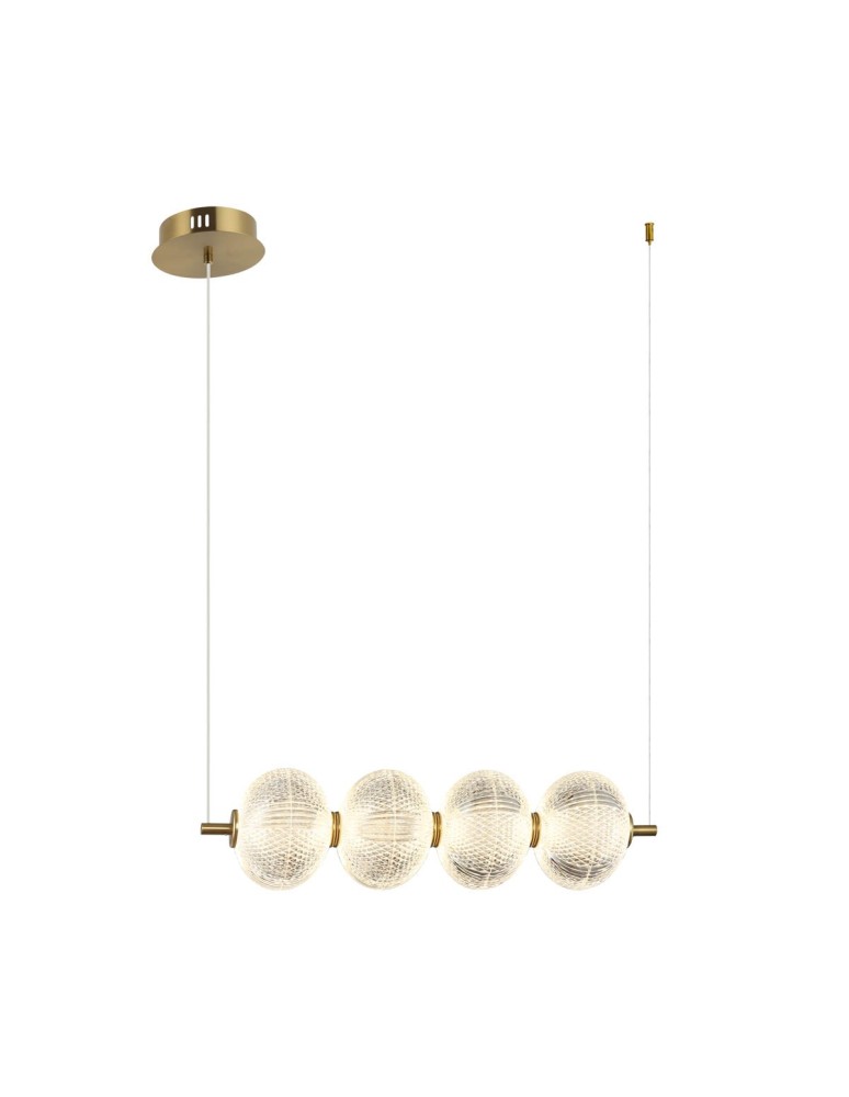 Italux Lazie Wisząca 4xLED 19W 1400 lm 3000K (Ciepła biel) Mosiężny, przezroczysty PND-29038-4-GD