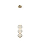Lampy wiszące pojedyncze - Italux Lazie Wisząca 3xLED 13W 1300 lm 3000K (Ciepła biel) Mosiężny, przezroczysty PND-29038-3-GD - product 1
