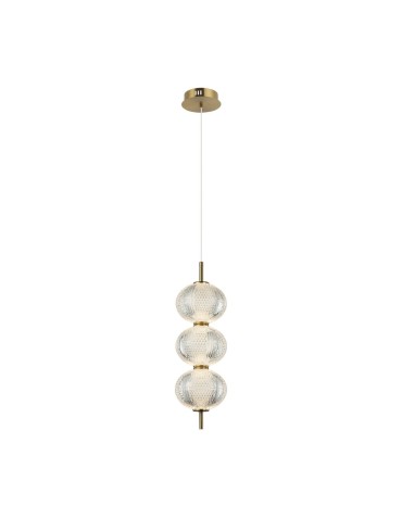 Italux Lazie Wisząca 3xLED 13W 1300 lm 3000K (Ciepła biel) Mosiężny, przezroczysty PND-29038-3-GD
