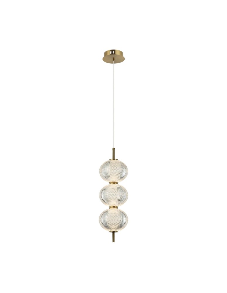 Italux Lazie Wisząca 3xLED 13W 1300 lm 3000K (Ciepła biel) Mosiężny, przezroczysty PND-29038-3-GD