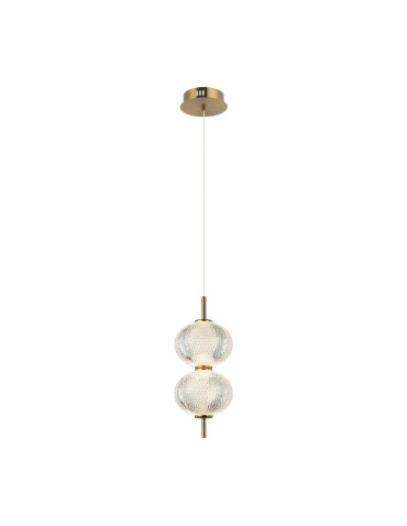 Italux Lazie Wisząca 2xLED 10W 1000 lm 3000K (Ciepła biel) Mosiężny, przezroczysty PND-29038-2-GD