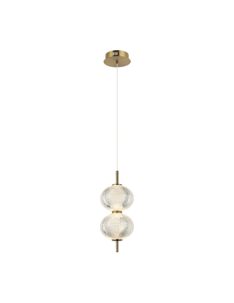 Italux Lazie Wisząca 2xLED 10W 1000 lm 3000K (Ciepła biel) Mosiężny, przezroczysty PND-29038-2-GD