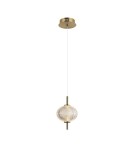 Lampy wiszące pojedyncze - Italux Lazie Wisząca 1xLED 5W 500 lm 3000K (Ciepła biel) Mosiężny, przezroczysty PND-29038-1-GD - product 1