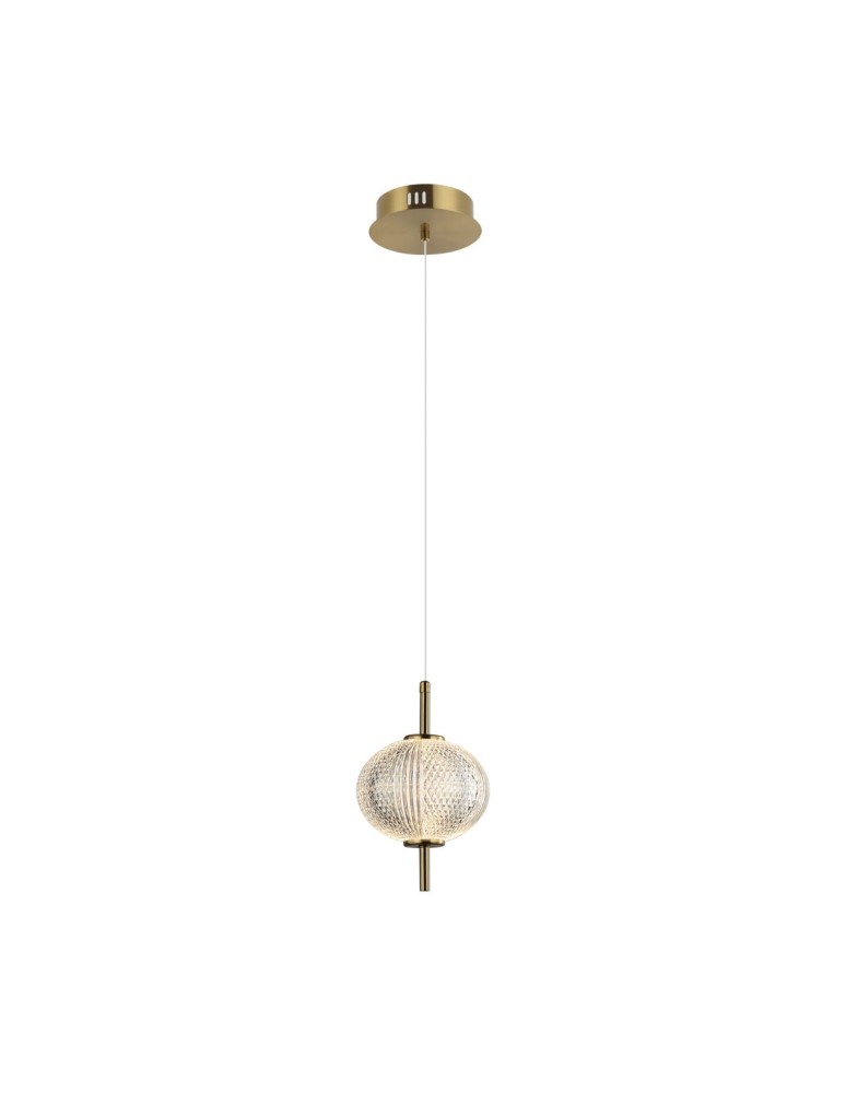 Italux Lazie Wisząca 1xLED 5W 500 lm 3000K (Ciepła biel) Mosiężny, przezroczysty PND-29038-1-GD