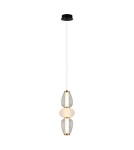 Lampy wiszące pojedyncze - Italux Gastel Wisząca 1xLED 16W 1000 lm 3000K (Ciepła biel) Czarny, biały, przezroczysty PND-74937-3-BK - product 1