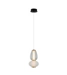 Lampy wiszące pojedyncze - Italux Gastel Wisząca 1xLED 8W 490 lm 3000K (Ciepła biel) Czarny, biały, przezroczysty PND-74937-2-BK - product 1