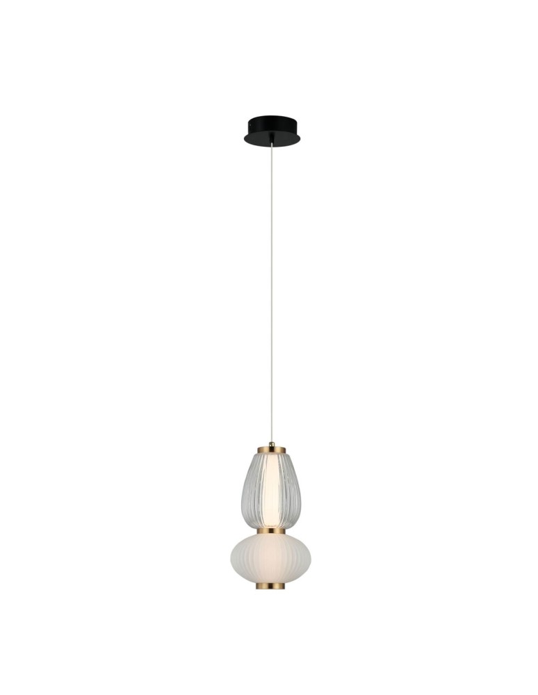 Italux Gastel Wisząca 1xLED 8W 490 lm 3000K (Ciepła biel) Czarny, biały, przezroczysty PND-74937-2-BK