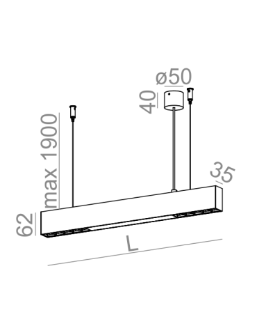 Aqform RAFTER wisząca points LED section 133cm 19W 1920lm 50595 - produkt 2