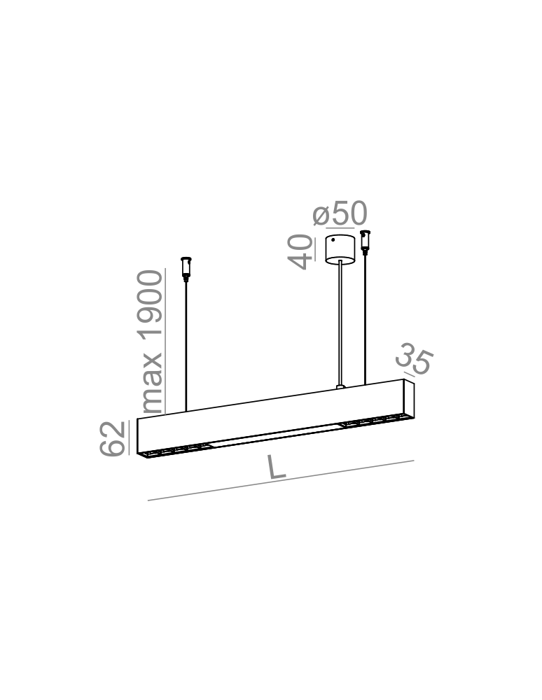 Aqform RAFTER wisząca points LED section 133cm 19W 1920lm 50595