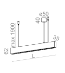 Lampy wiszące - Aqform RAFTER wisząca points LED 80cm 28,5W 3070lm 50598 - product 2