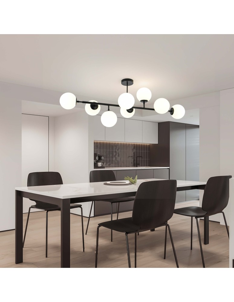 Light Prestige Dorado 8 lampa wisząca czarna LP-002/8P BK 8xE14 czarny/biały