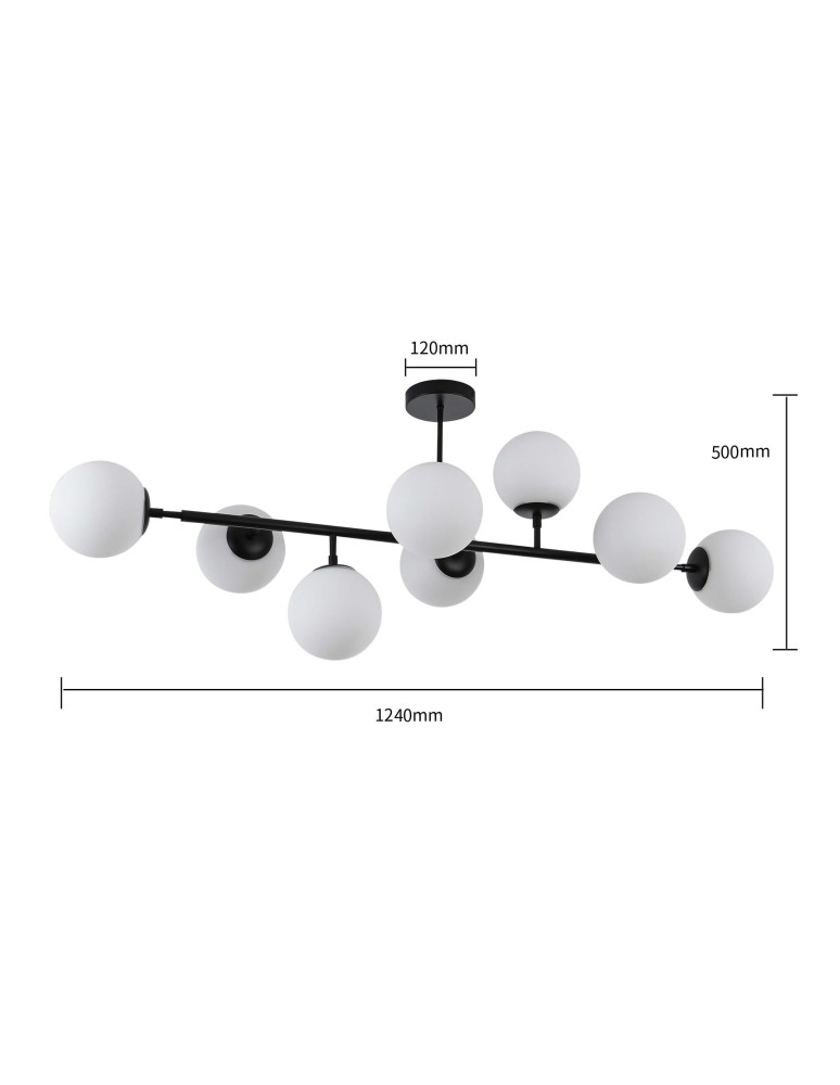 Light Prestige Dorado 8 lampa wisząca czarna LP-002/8P BK 8xE14 czarny/biały