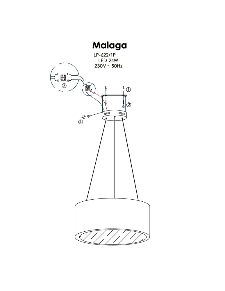 Light Prestige Malaga wisząca biała LED biały LP-622/1P WH Light Prestige Malaga wisząca biała LED biały LP-622/1P WH