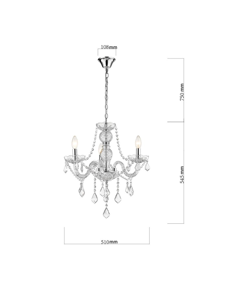 Light Prestige Cristallo 3 wisząca E14 transparentny LP-2940/3P Light Prestige Cristallo 3 wisząca E14 transparentny LP-2940/3P