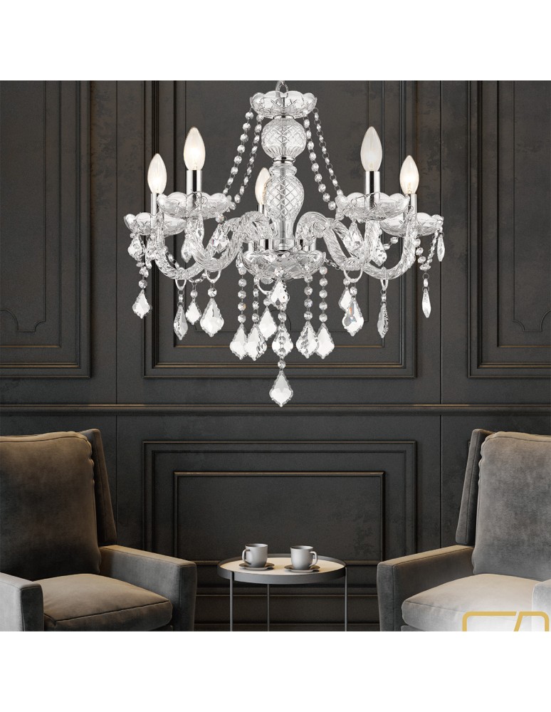 Light Prestige Cristallo 5 wisząca E14 transparentny LP-2940/5P Light Prestige Cristallo 5 wisząca E14 transparentny LP-2940/5P