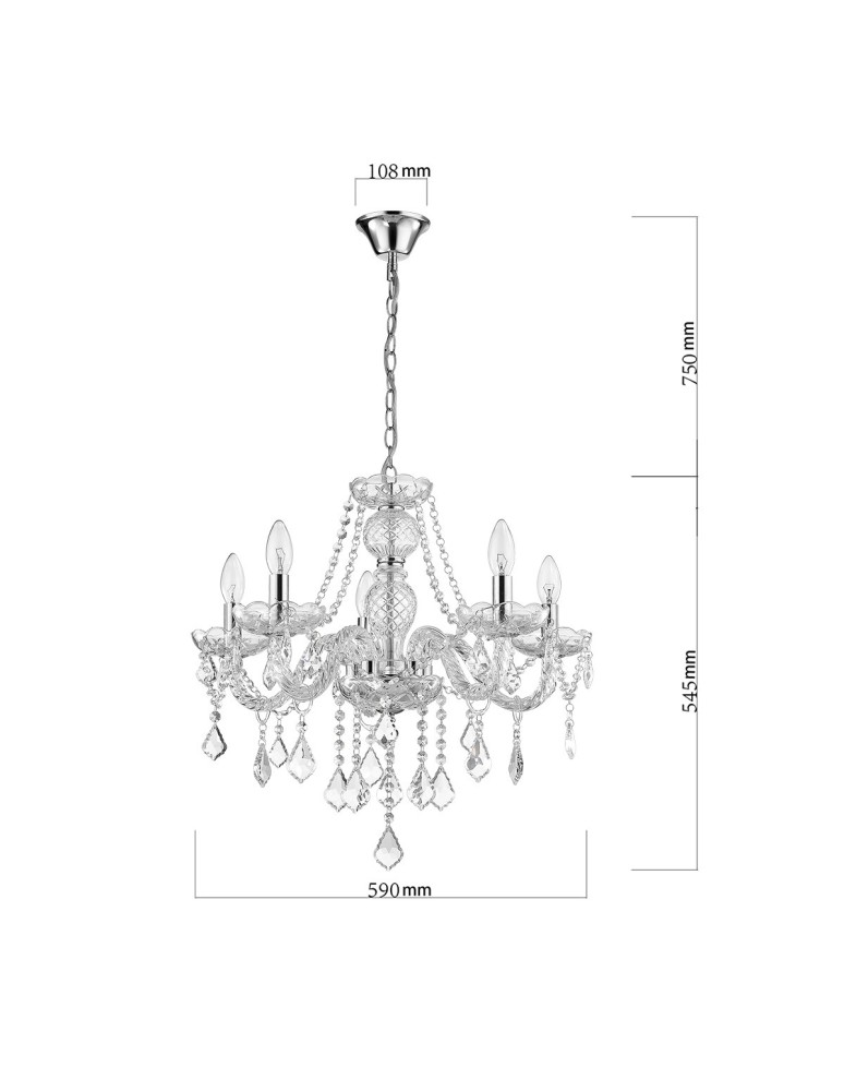Light Prestige Cristallo 5 wisząca E14 transparentny LP-2940/5P Light Prestige Cristallo 5 wisząca E14 transparentny LP-2940/5P