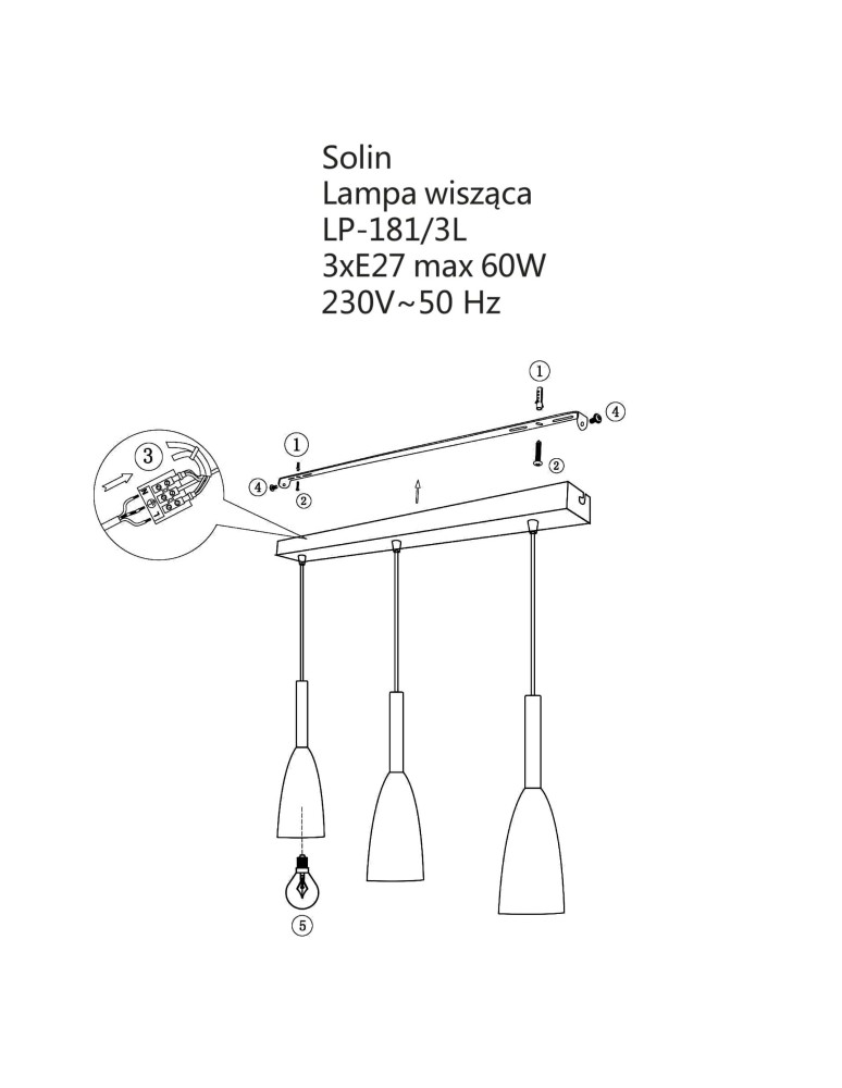 Light Prestige Solin 3 wisząca linia czarno/złota E27 czarny/złoty LP-181/3L BK/GD Light Prestige Solin 3 wisząca linia czarno/złota E27 czarny/złoty LP-181/3L BK/GD