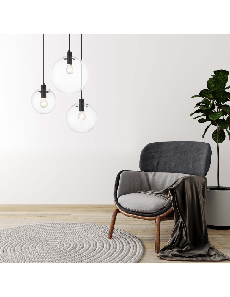 Light Prestige Puerto wisząca duża czarna E27 czarny LP-004/1P L BK