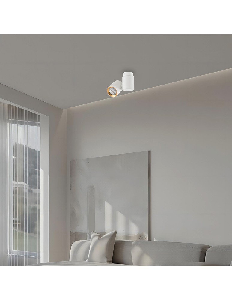 Light Prestige Boston 1 biały ze złotym ringiem GU10 biały LP-741/1W WH/GD Light Prestige Boston 1 biały ze złotym ringiem GU10 biały LP-741/1W WH/GD
