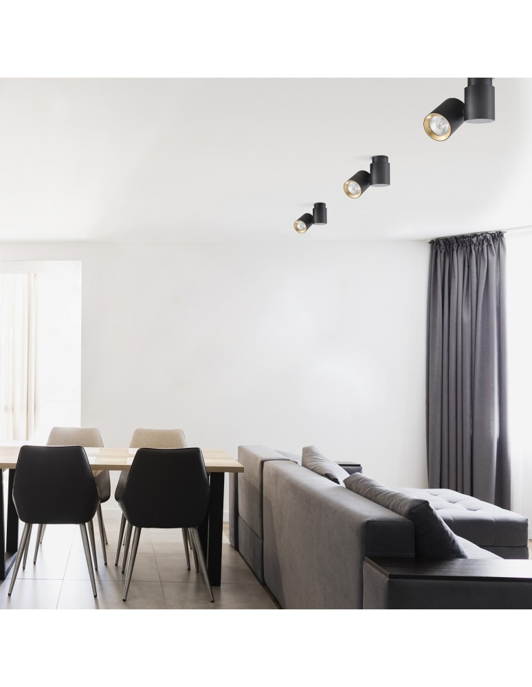 Light Prestige Boston 1 czarny ze złotym ringiem GU10 czarny LP-741/1W BK/GD Light Prestige Boston 1 czarny ze złotym ringiem GU10 czarny LP-741/1W BK/GD