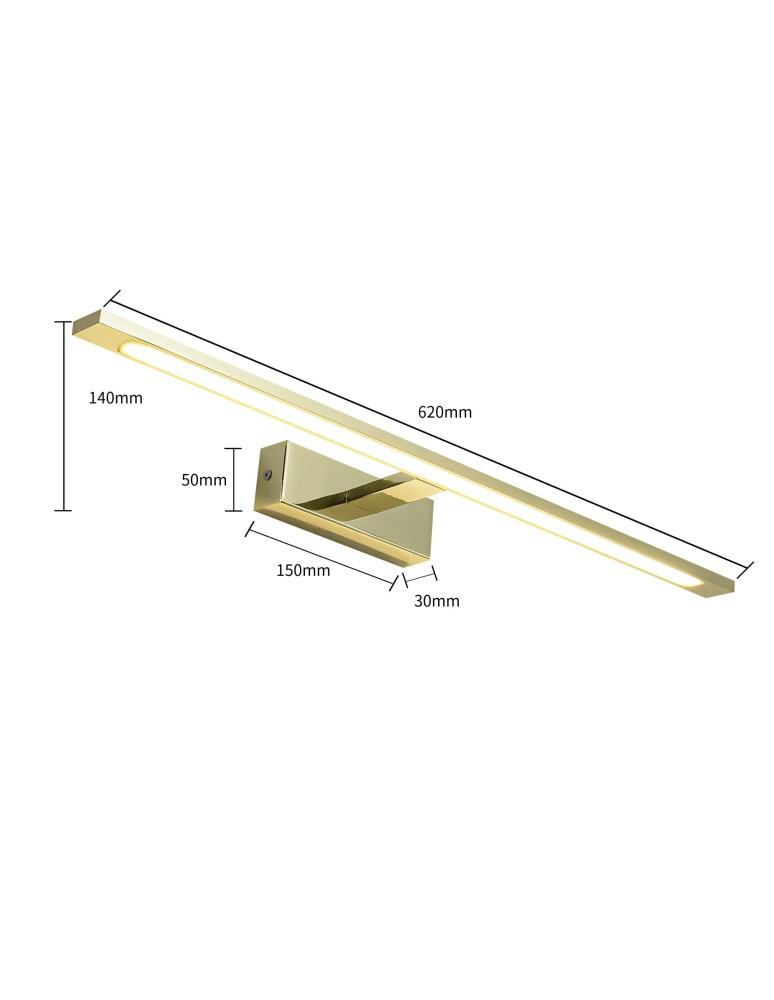 Light Prestige Isla kinkiet złoty duzy z IP44 3000K LED złoty GS-LWB-20W/3 GOLD Light Prestige Isla kinkiet złoty duzy z IP44 3000K LED złoty GS-LWB-20W/3 GOLD