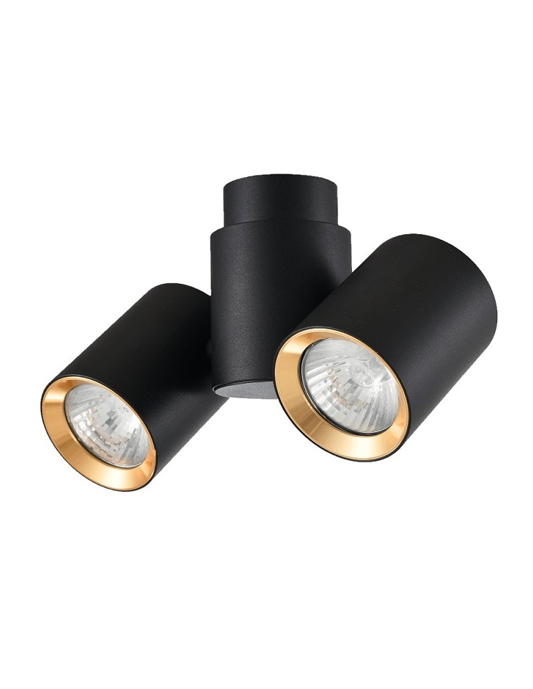 Light Prestige Boston 2 czarny ze złotym ringiem GU10 czarny LP-741/2W BK/GD