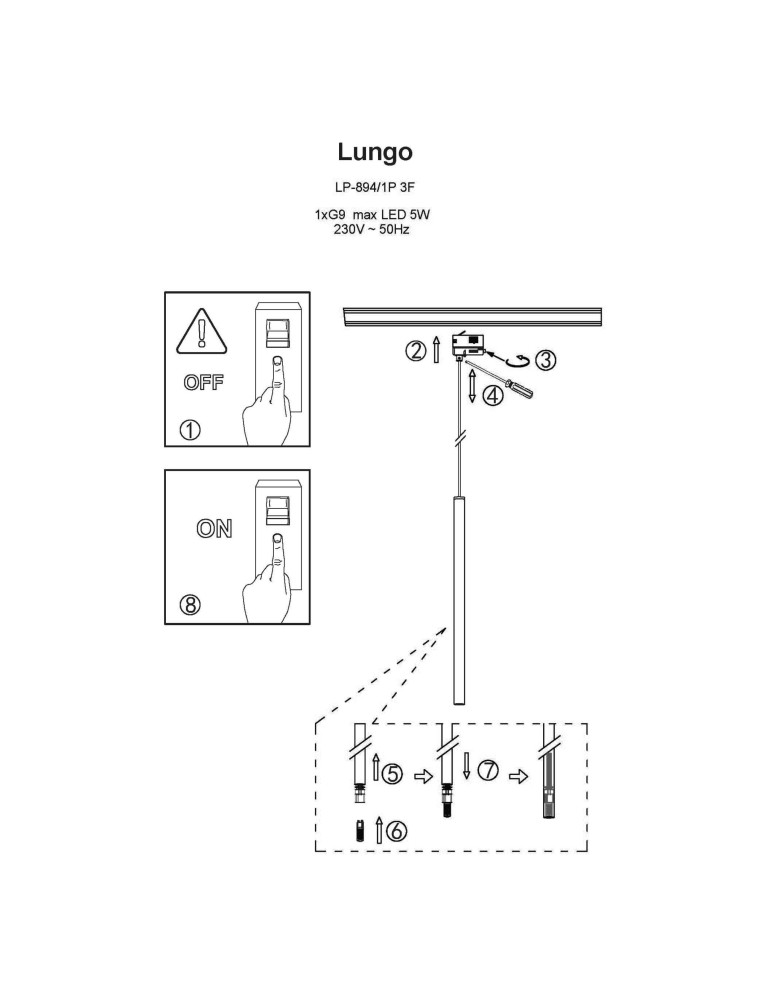 Light Prestige Lungo 1 czarna wisząca do szynoprzewodu 3F  LP-894/1P BK 3F 1xG9 Czarny Light Prestige Lungo 1 czarna wisząca do szynoprzewodu 3F  LP-894/1P BK 3F 1xG9 Czarny